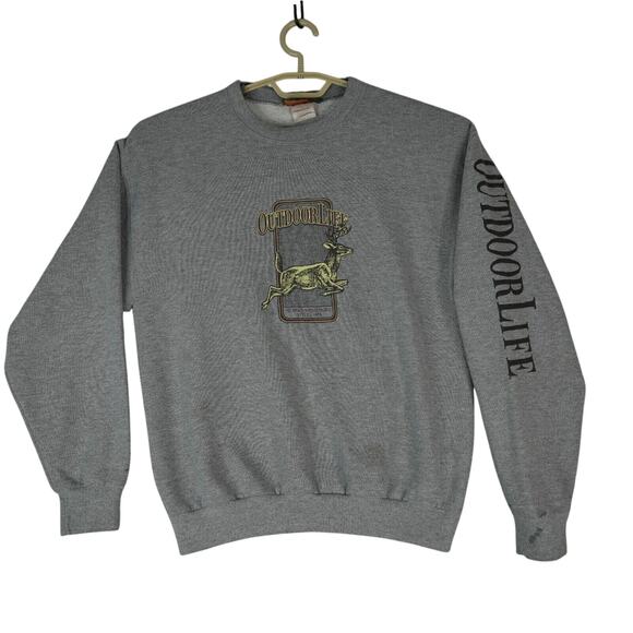 Vintage Outdoor Life Sweatshirt Mens Medium Gray Deer Buck Sweater - Picture 1 of 10